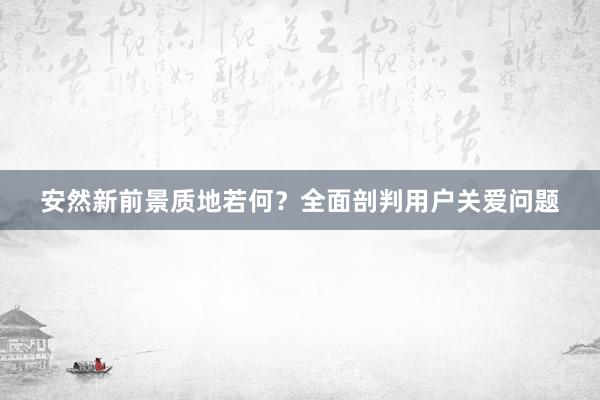 安然新前景质地若何？全面剖判用户关爱问题